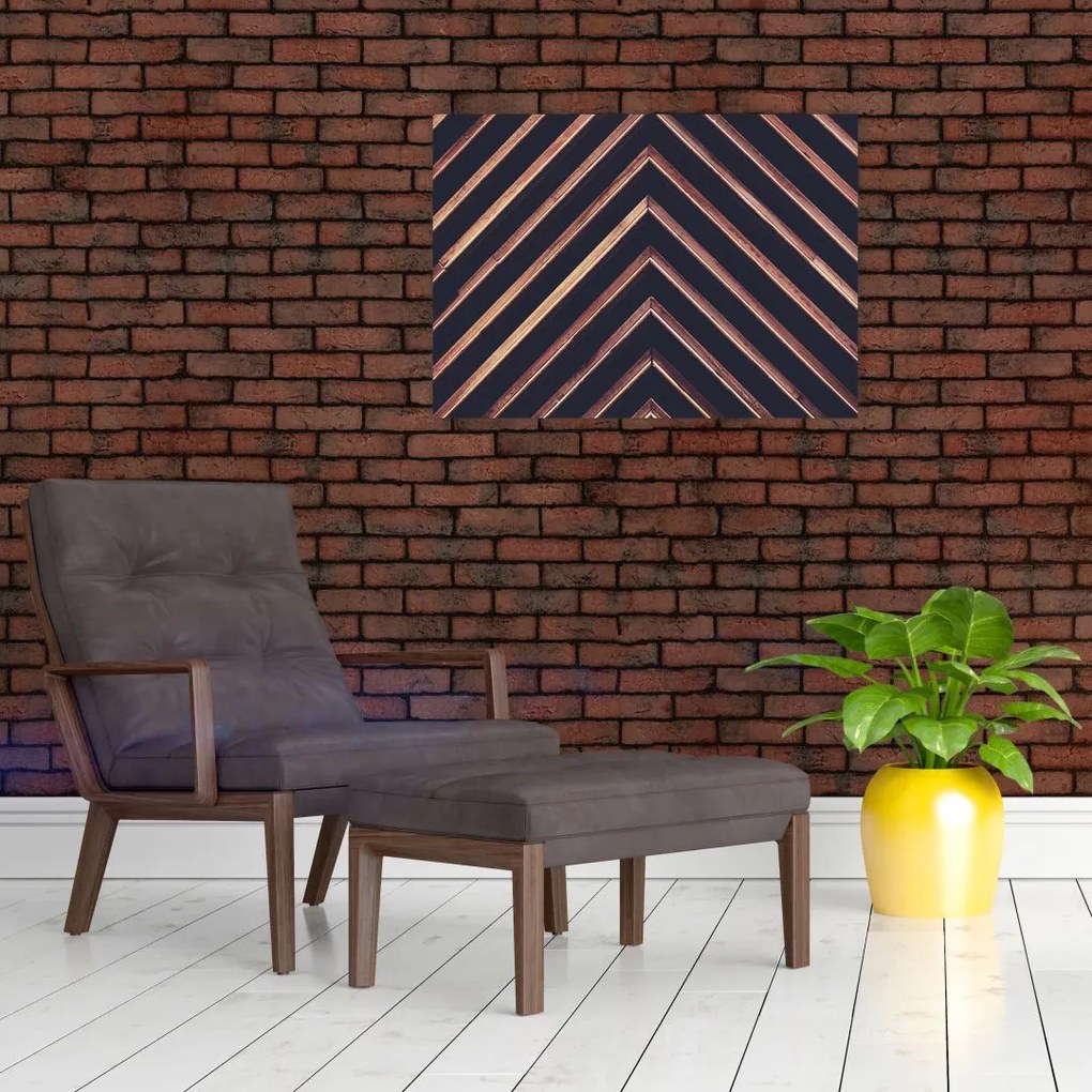 Obraz na szkle drewnianego motywu na czarnym tle (70x50 cm)