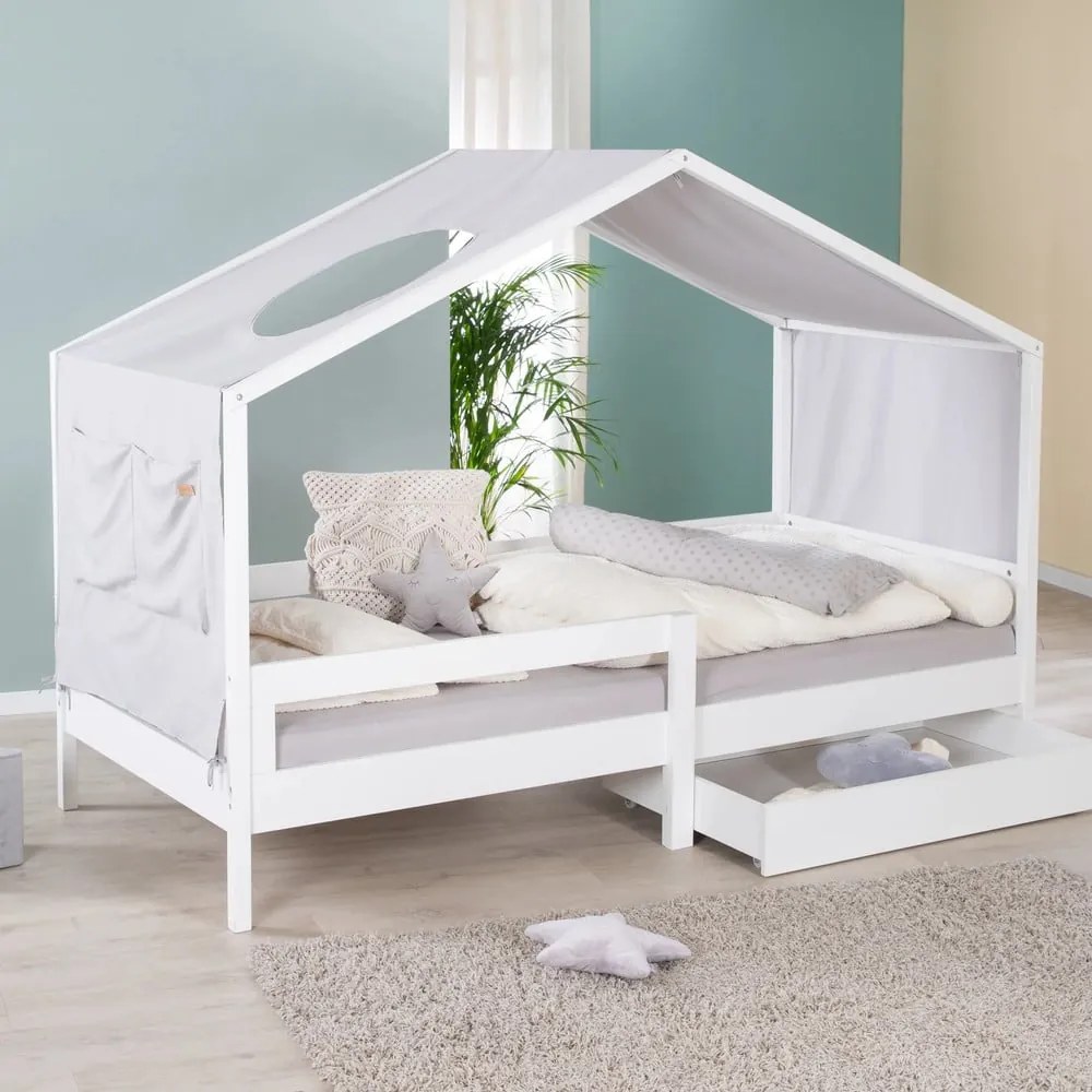 Białe łóżko dziecięce w kształcie domku 90x200 cm – Roba