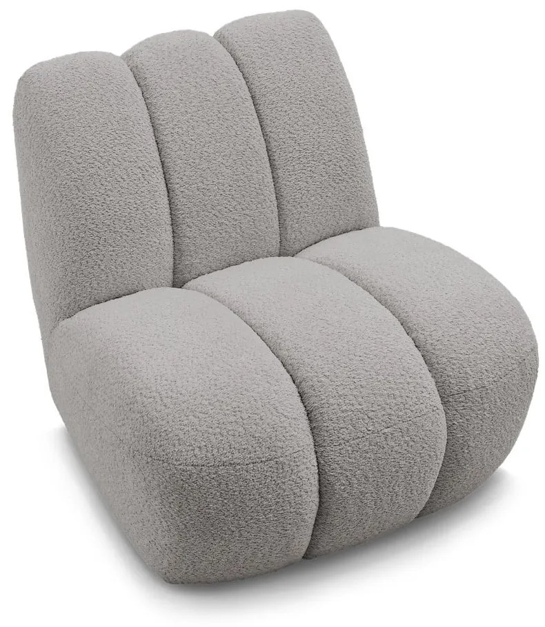 Jasnoszary fotel z materiału bouclé Janissaire – Bobochic Paris