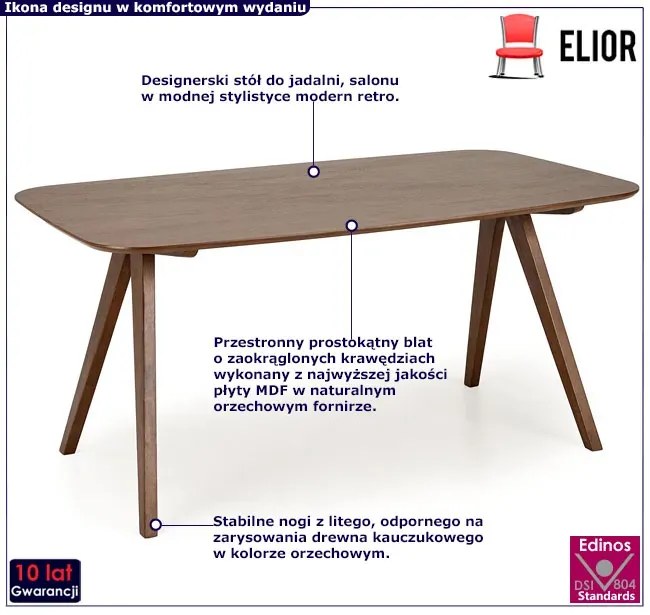 Prostokątny orzechowy stół w stylu retro Z7-L63
