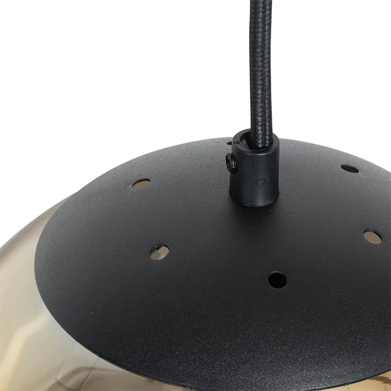 Lampa wisząca w stylu art deco czarna ze złotym szkłem, owalna, 3-światłowa - Pallon ArtDeco Oswietlenie wewnetrzne