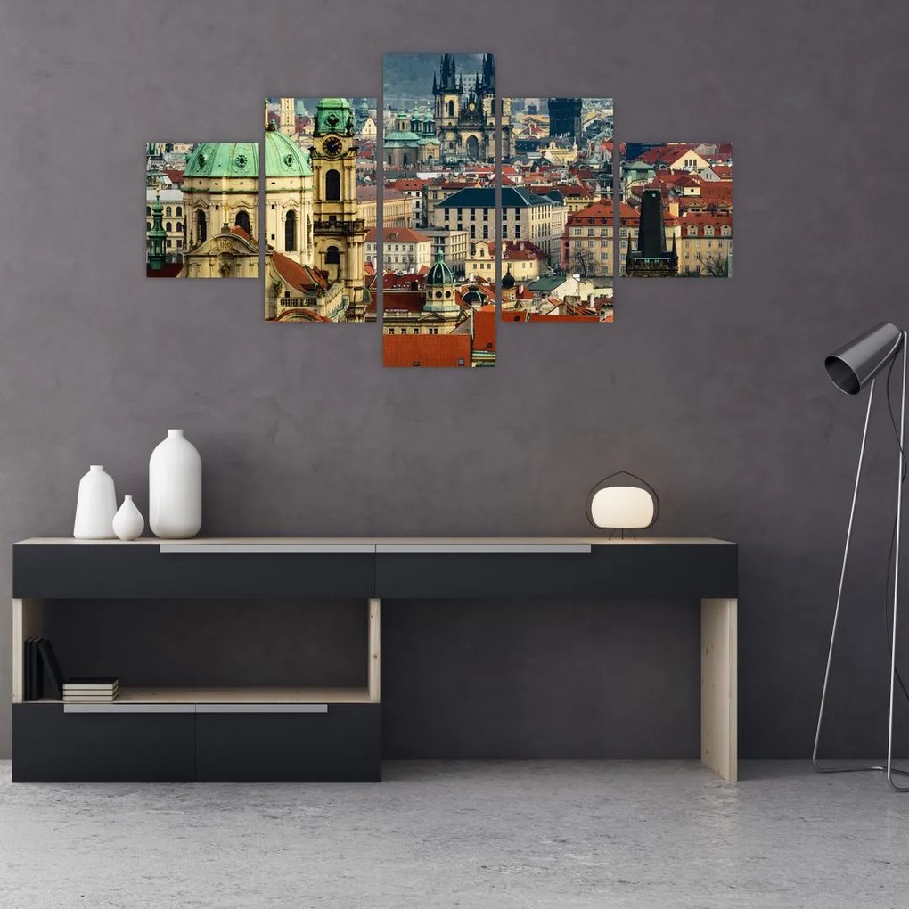 Obraz - Panorama Pragi (125x70 cm)