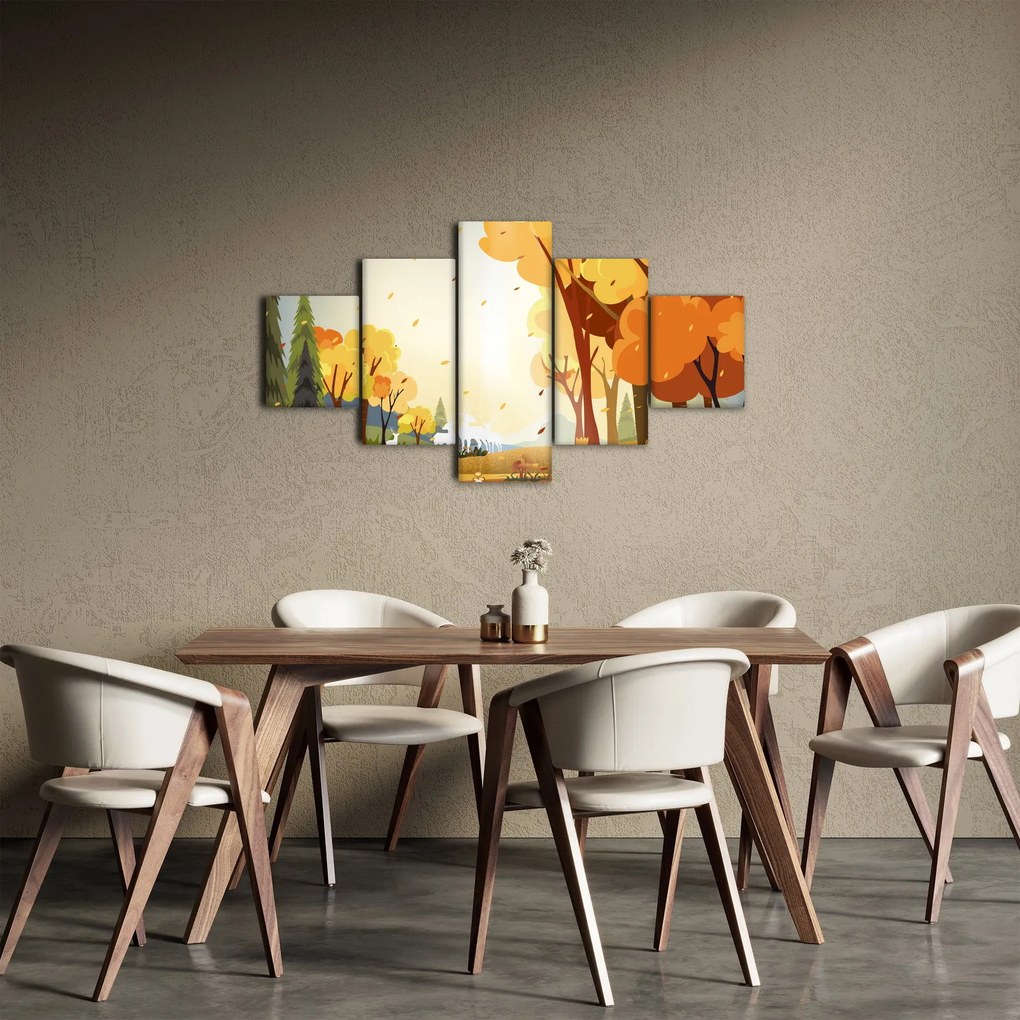 Obraz - Jesienny krajobraz, ilustracja (125x70 cm)