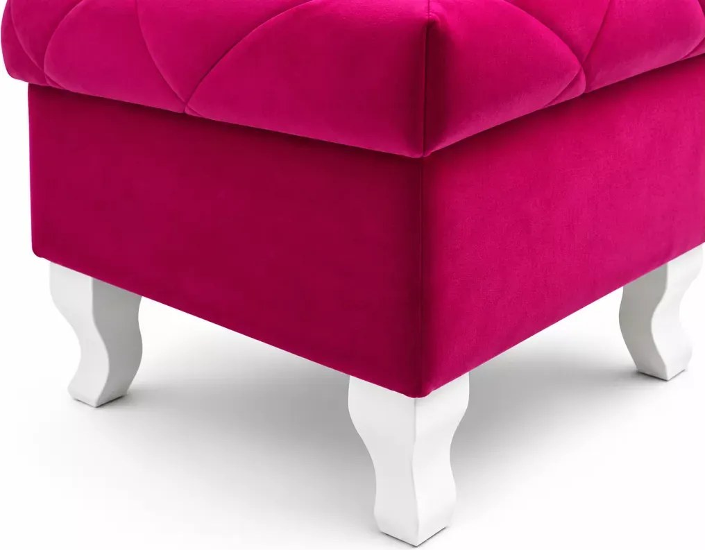 Tapicerowany podnóżek 45 cm Glam z przeszyciami i pikowaniem na siedzisku