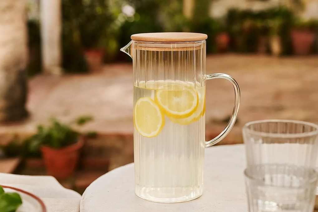 Dzbanek na wodę szklany NATO, ryflowane szkło 1,4 l