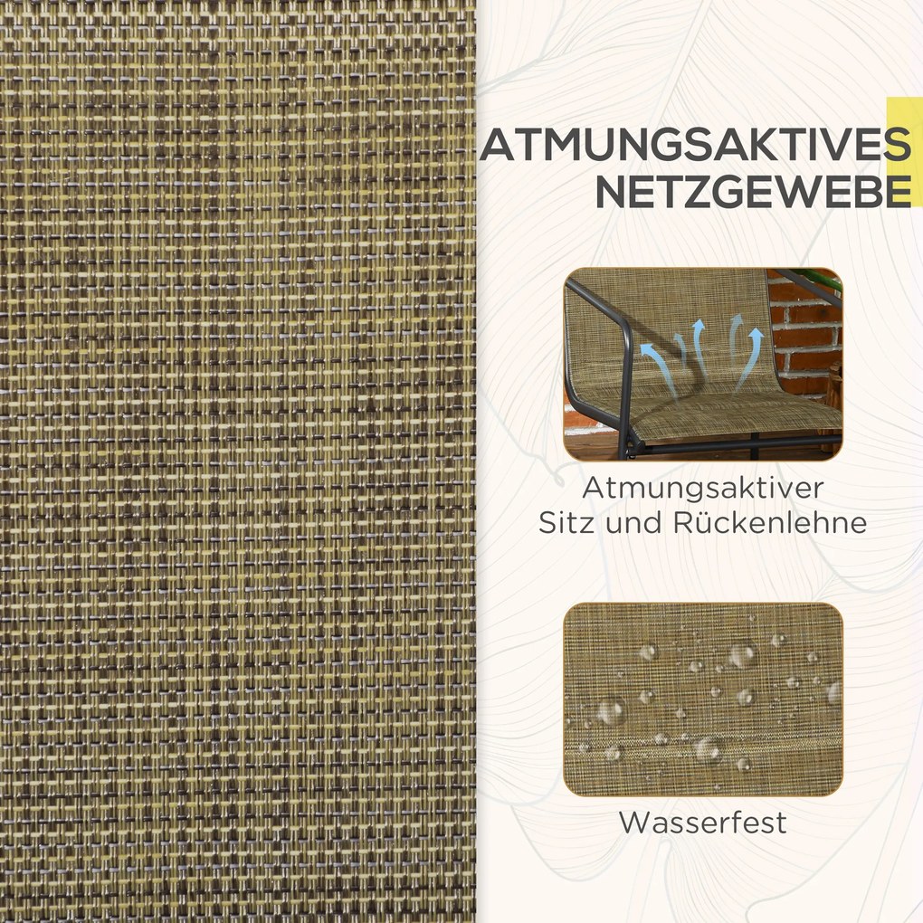 Outsunny Krzesła Ogrodowe Zestaw 2 szt Czarne Brązowe z Oddychającym Pokryciem Solidna Stalowa Rama 54x665x88cm | Aosom PL