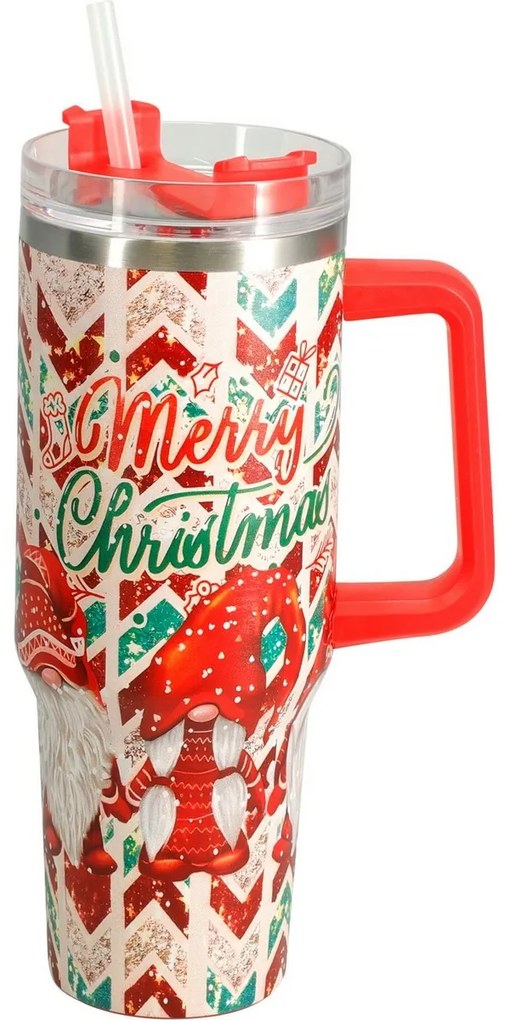 Świąteczny kubek termiczny Merry Christmas 1,2 l, czerwony