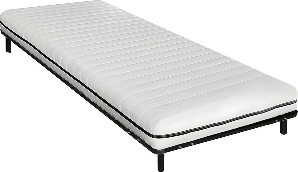 Zestaw stelaż listewkowy + materac 90 x 190 cm z pianki ze zdejmowanym pokrowcem gr. 10 cm - NASUS YSMÉE