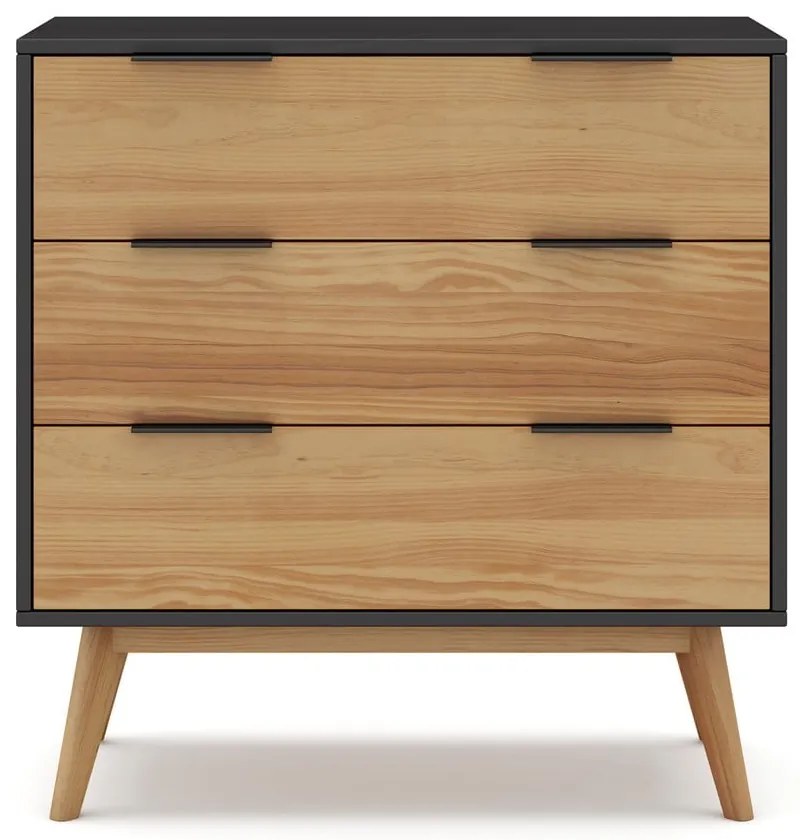 Czarno-naturalna wysoka komoda z drewna sosnowego 80x83 cm Lavis – Marckeric