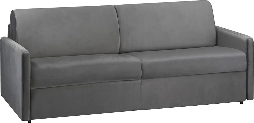 Kanapa 4-osobowa rozkładana z weluru CALIFE - Kolor antracytowy - Łóżko 160  cm - Materac 22 cm z pamięcią kształtu