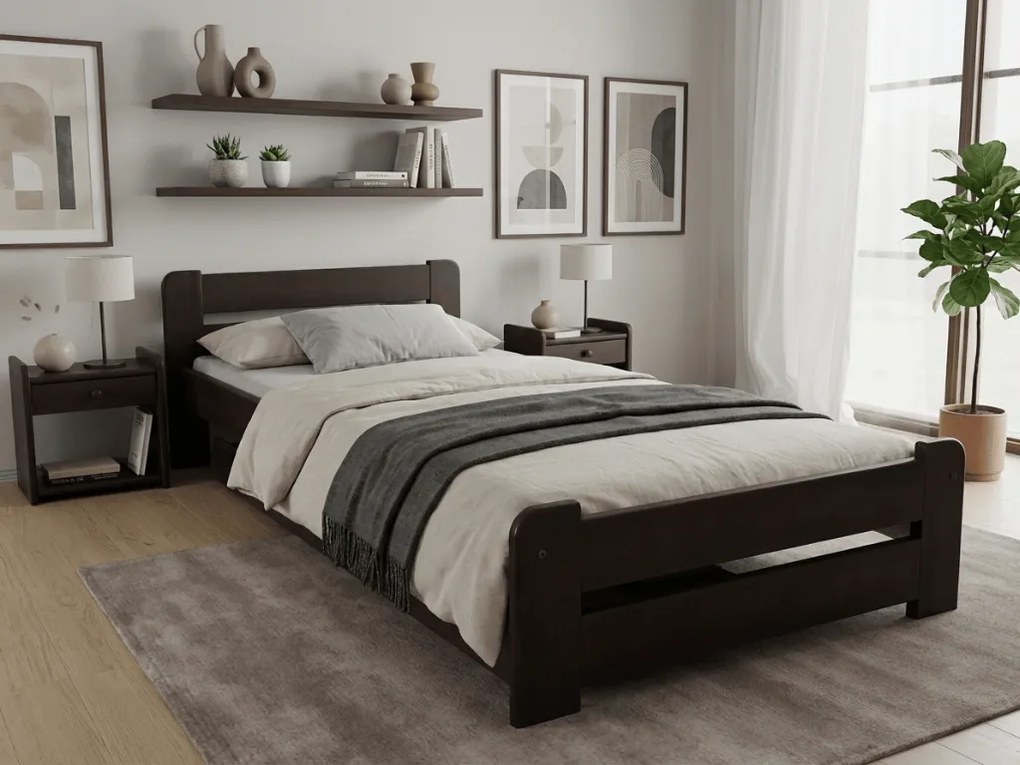 Łóżko Laura 90 x 200 cm, orzech Stelaż: Bez stelaża, Materac: Materac Coco Maxi 20 cm