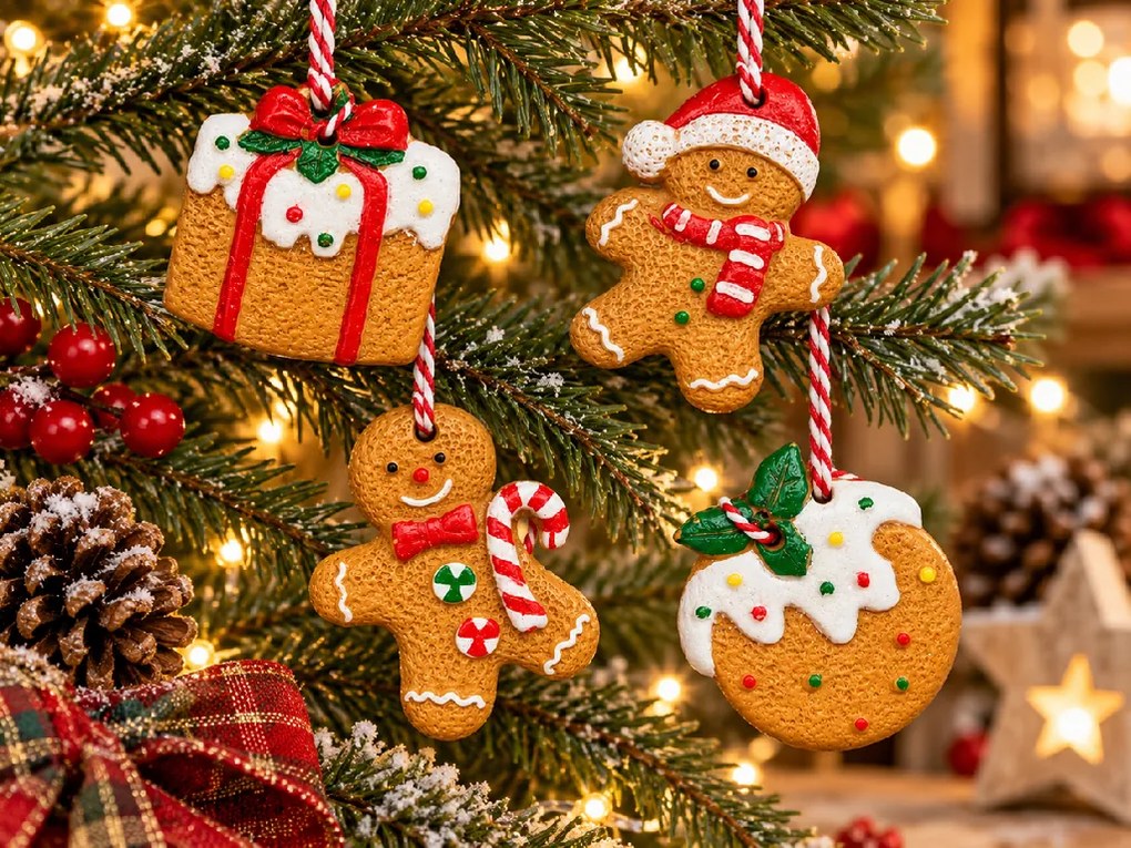 Zestaw 4 szt. ozdób świątecznych COOKIE CHRISTMAS 6 cm