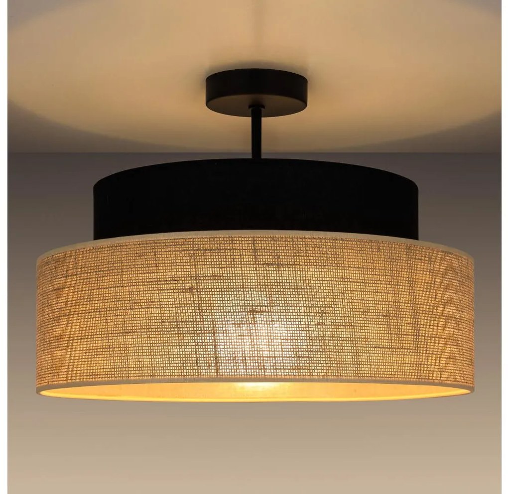 Żyrandol natynkowy BOHO 1xE27/60W/230V śr. 40 cm czarny/beżowy