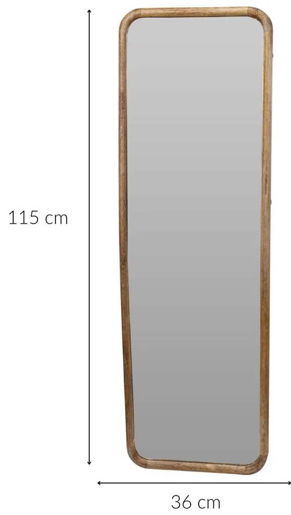 Duże lustro ścienne w drewnianej ramie, 36 x 2,5 x 115 cm