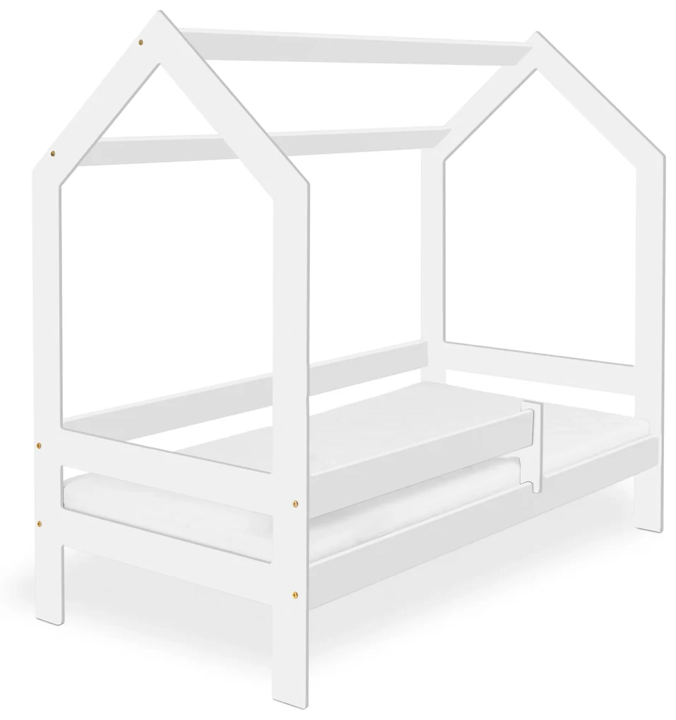 Łóżko dziecięce DOMEK D3, 80 x 160 cm, białe Stelaż: Bez stelaża, Materac: Materac EASYSOFT 10 cm, Pojemnik pod łóżko: Bez pojemnika pod łóżko
