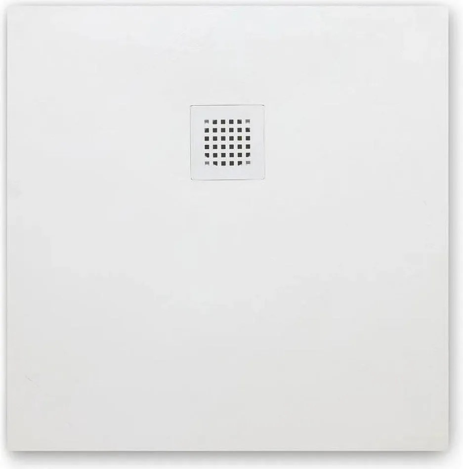 Brodzik kwadratowy "Milano" cienki biały z żywicy imitującej kamień, antypoślizgowy, 90x90 cm