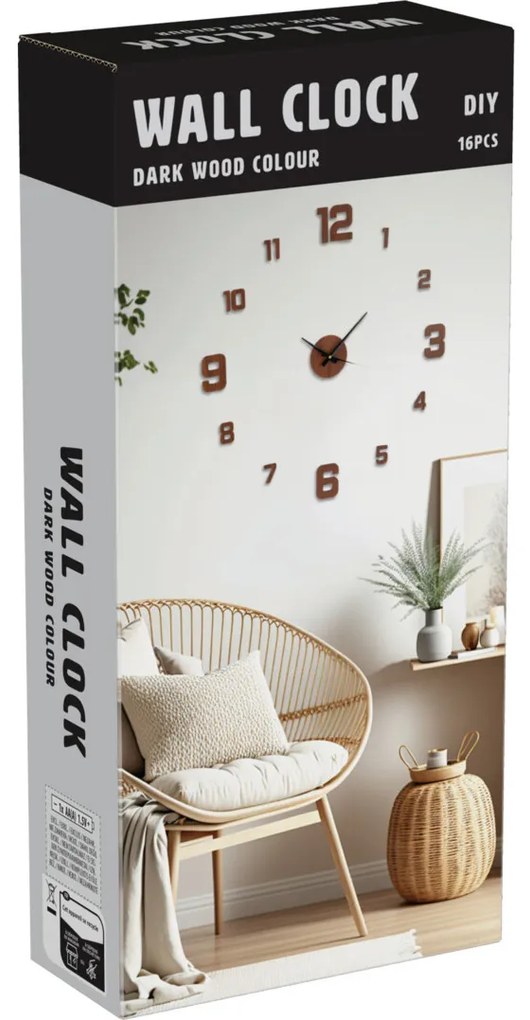 Zegar ścienny 3D TETI do przyklejania