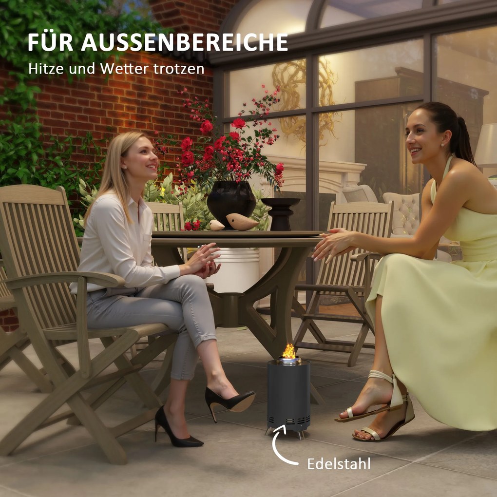 Outsunny Misa Ogniowa Ø16x25cm ze Stali Nierdzewnej z Pogrzebaczem, Bezdymne Palenisko Szare