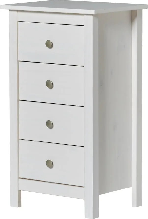 Biała wysoka komoda z litego drewna sosnowego 46x80 cm Berna – Marckeric