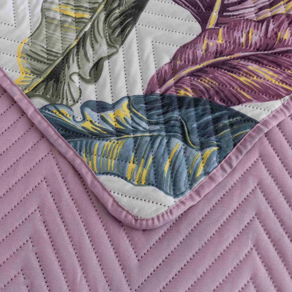 Narzuta na łóżko TROPIC biały / różowy Rozmiar: 220 x 240 cm