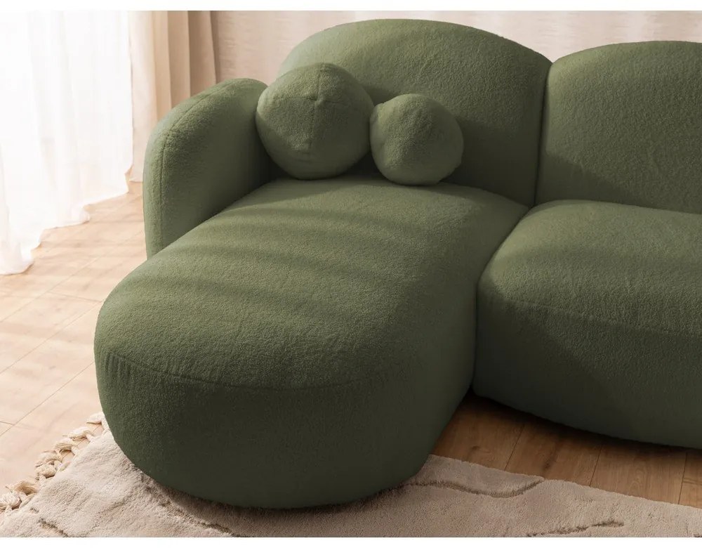 Zielony narożnik z materiału bouclé (w kształcie litery U) Orbit – Ropez