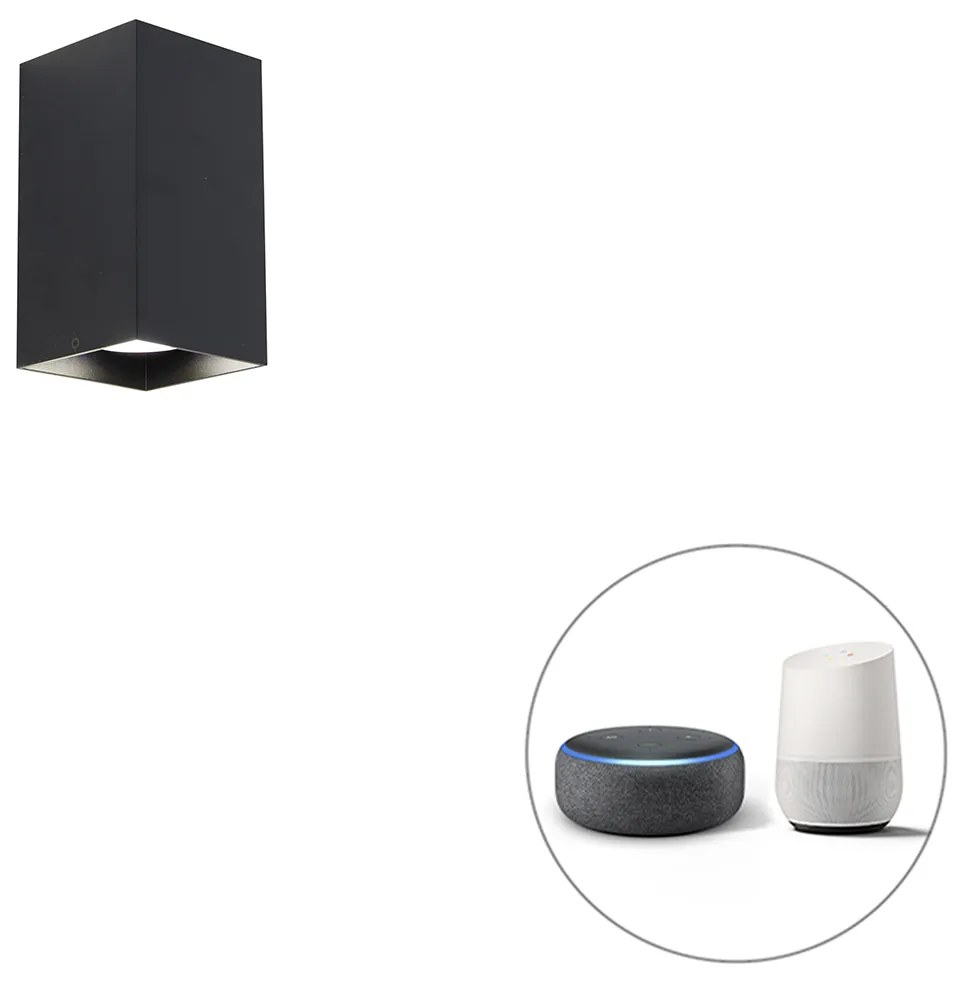 Inteligentna kwadratowa lampa ścienna czarna z Wi-Fi GU10 - SabbirDesignerski Oswietlenie wewnetrzne
