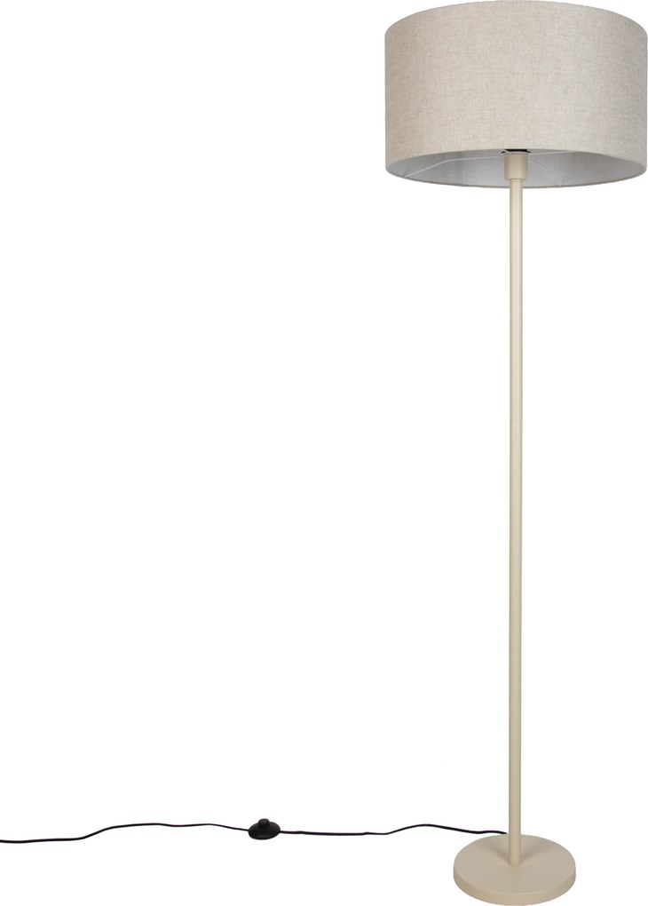Lampa podłogowa Japandi beżowa z jasnobrązowym kloszem 50 cm - Simplo