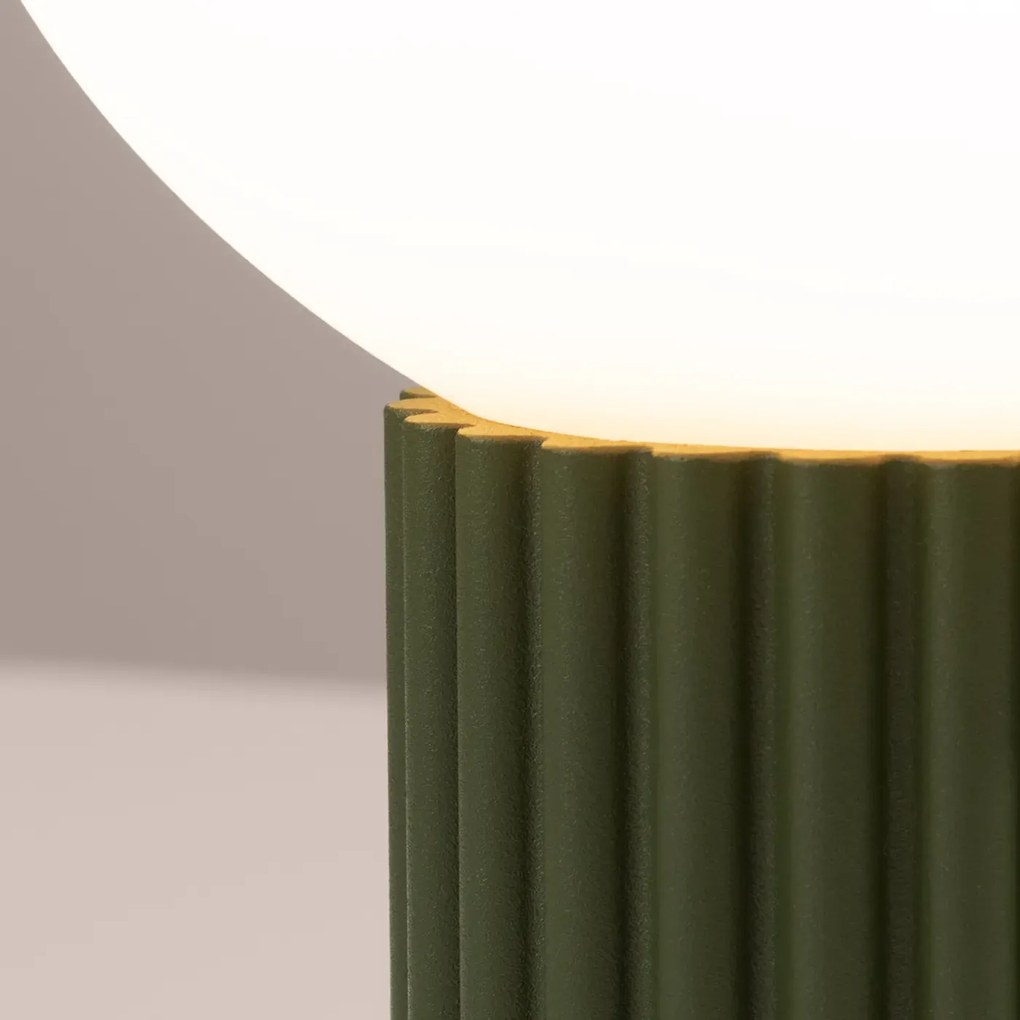 Lampa biurkowa HALO zielona oliwka ryflowana SOLLUX  LIGHTING