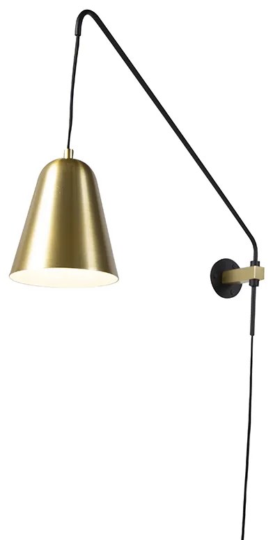 Lampa ścienna w stylu Retro złota/mosiądz z kloszem - Demi Retro Oswietlenie wewnetrzne