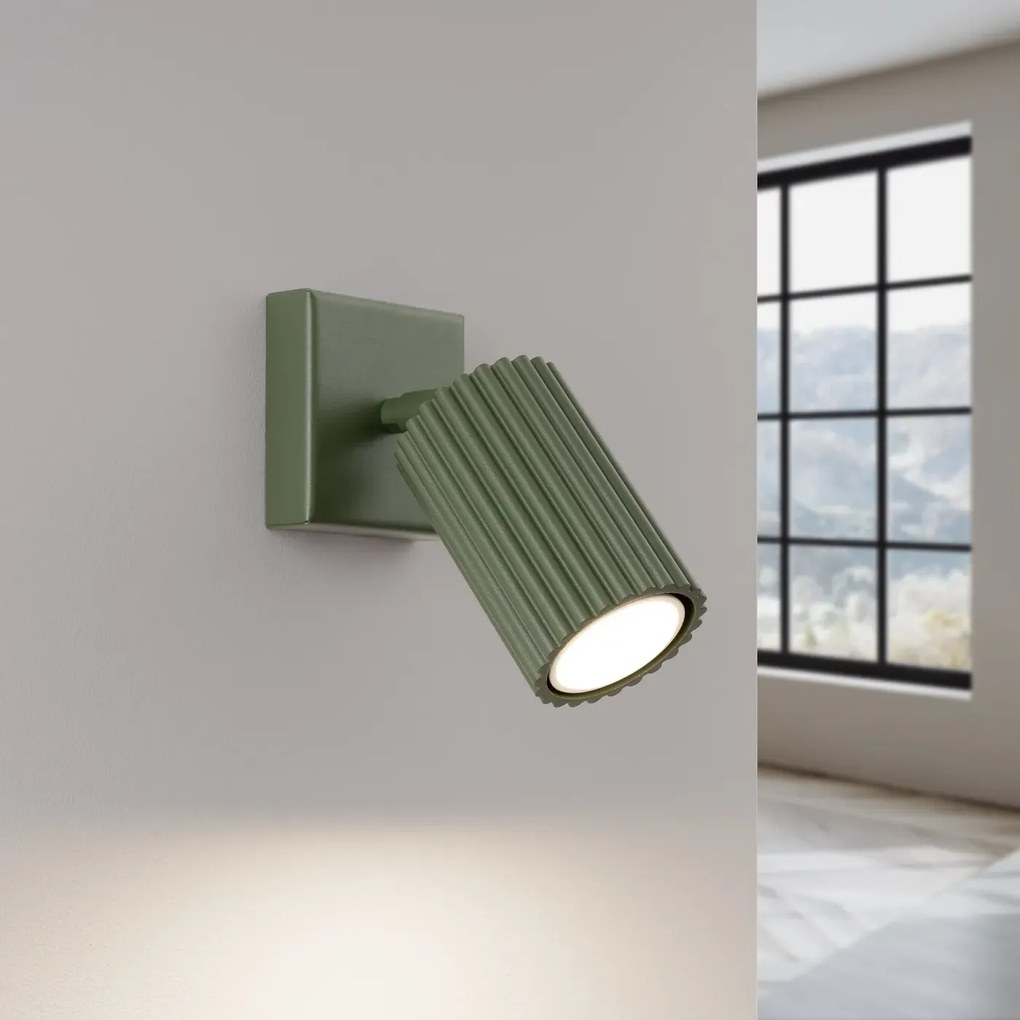 Kinkiet KARBON zielony oliwkowy ryflowany z regulowanym kloszem SOLLUX  LIGHTING