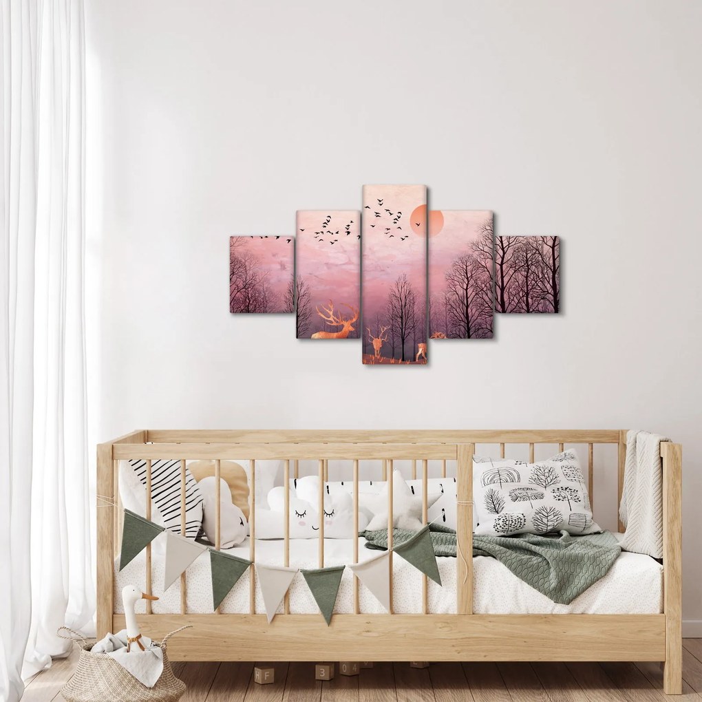 Zdjęcie - Jeleń w blasku zachodzącego słońca (125x70 cm)