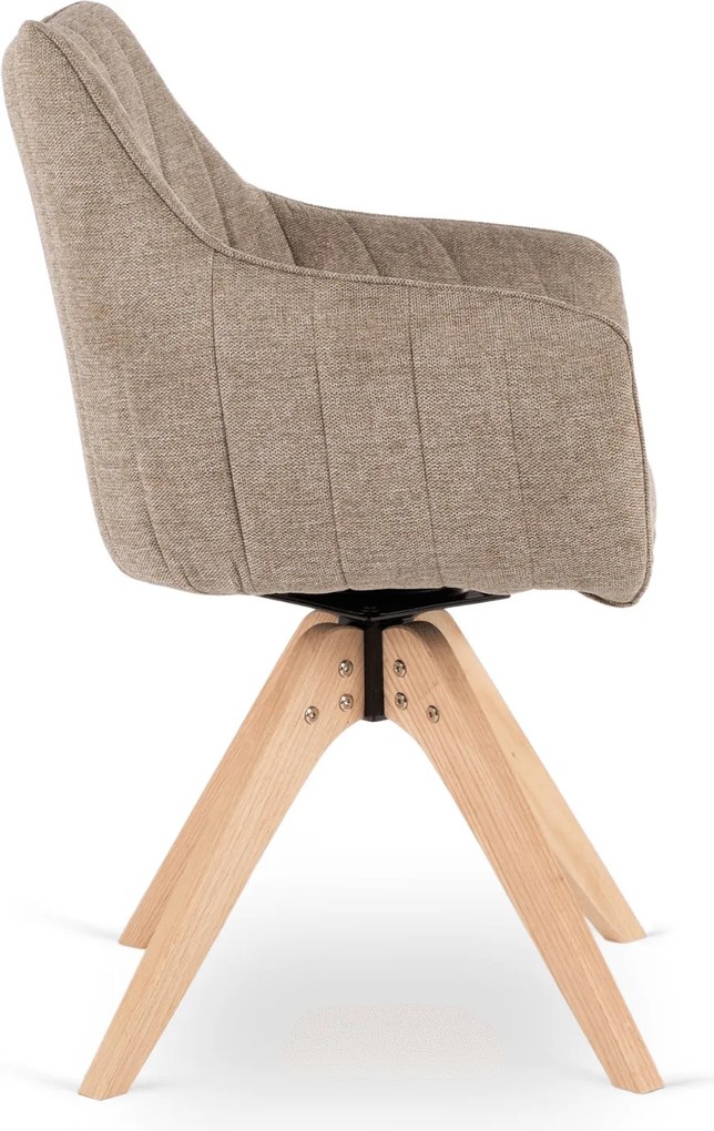 Krzesło Tapicerowane Obrotowe do Salonu LEMON Beżowe Nowoczesne Skandynawskie