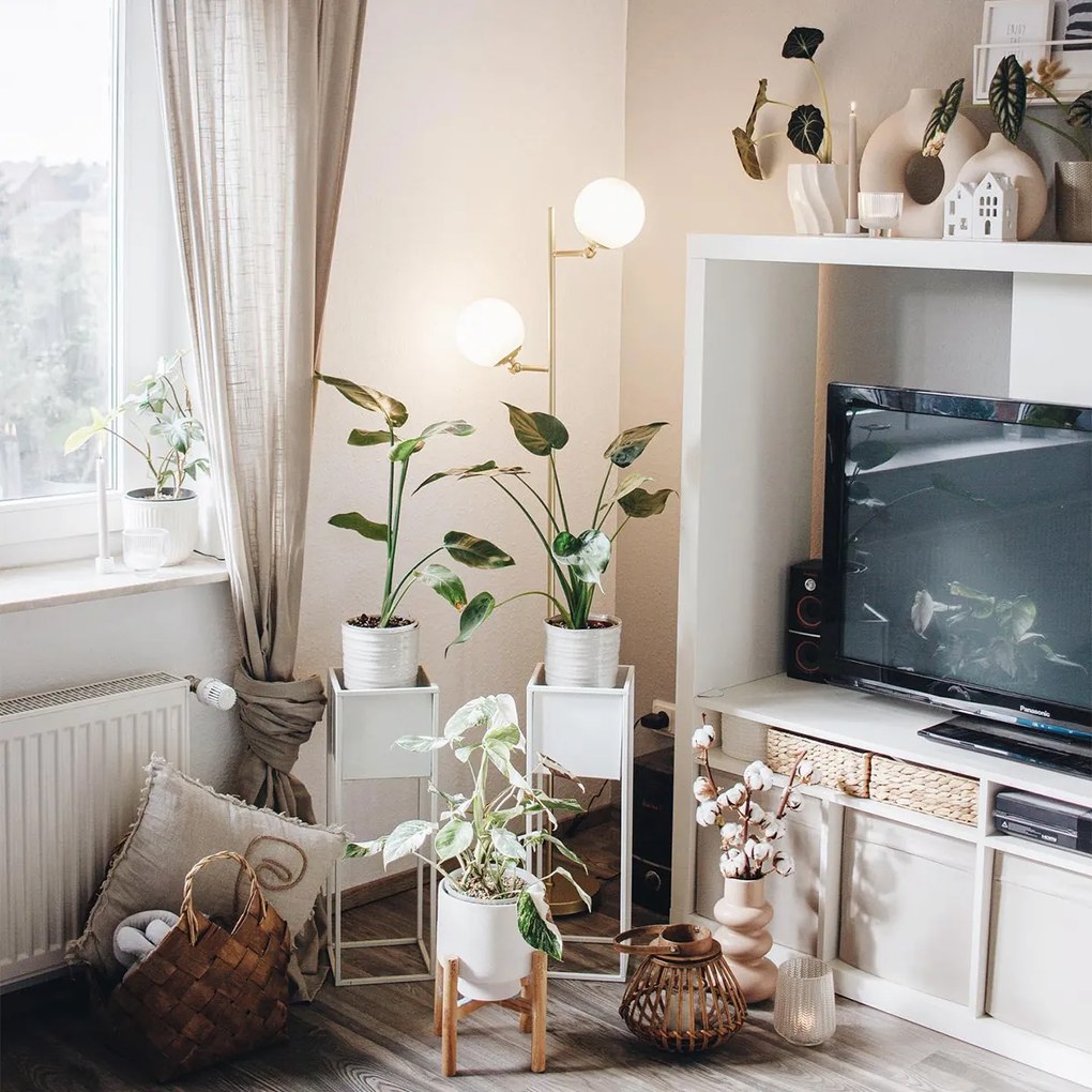 Inteligentna lampa stojąca złota z matowym szkłem w komplecie 2 Wi-Fi P45 - Pallon ArtDeco Oswietlenie wewnetrzne