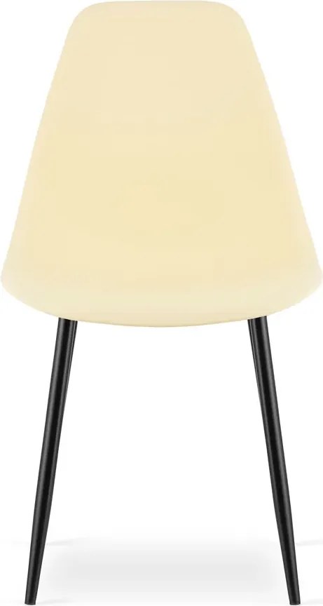 Kremowe krzesło metalowe na czarnych nogach C7-L92