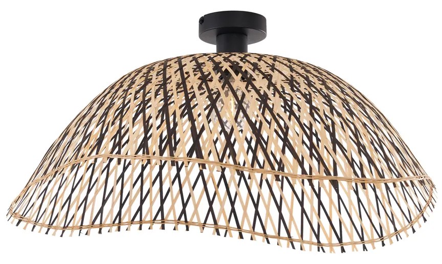 Lampa sufitowa w stylu art deco, czarna bambusowa, 60 cm - Alka