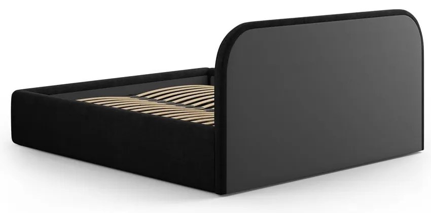 Czarne tapicerowane łóżko dwuosobowe ze schowkiem ze stelażem 160x200 cm Juno – Windsor &amp; Co Sofas