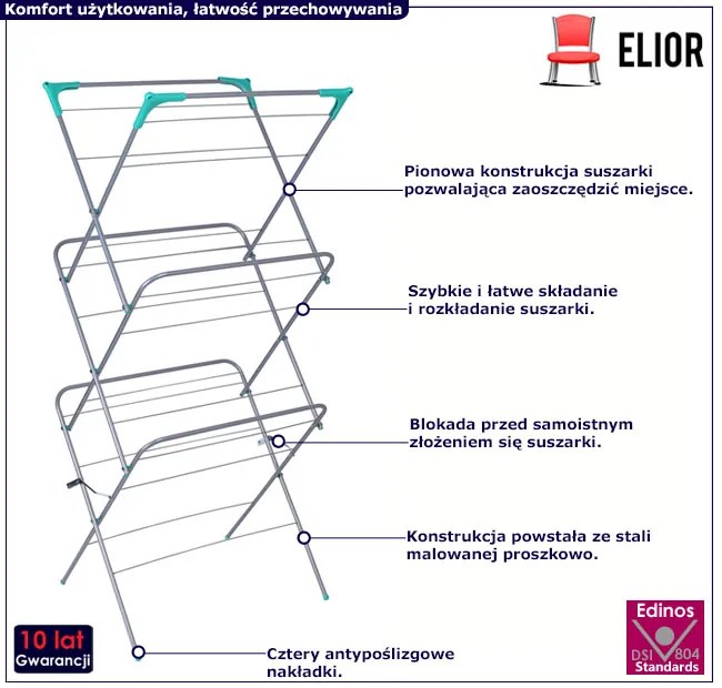 Pionowa suszarka na pranie składana - Eksa