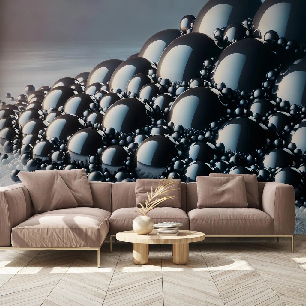 Fototapeta - Stos czarnych kul (196x136 cm)