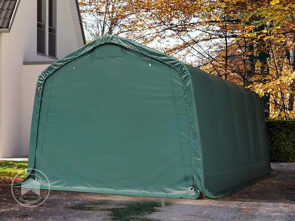 TOOLPORT 3,3x6m Namiot garazowy - 2m brama wjazdowa, PRIMEtex 2300, ciemnozielony, ze statyką (podłoże betonowe) - (49679)
