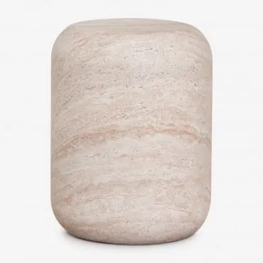 Okrągły Stolik Boczny Ø35 Cm Z Cementu Fonelas Look Travertino - Sklum
