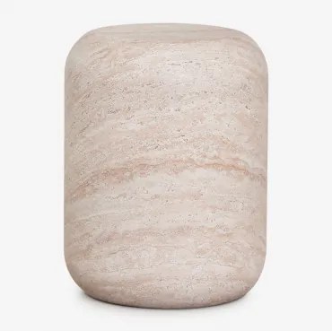 Stolik Pomocniczy Okrągły Ø35 Cm Z Cementu Fonelas Look Travertino - Sklum
