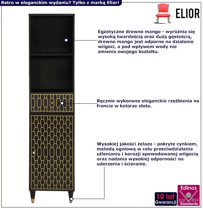 Czarny drewniany słupek łazienkowy C2-R94