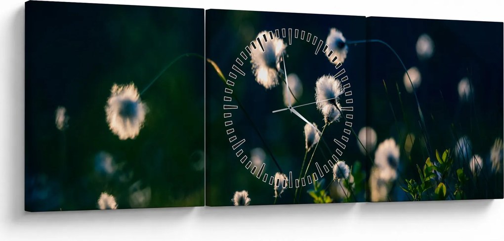 Obraz - Trawa (z zegarem) (90x30 cm)