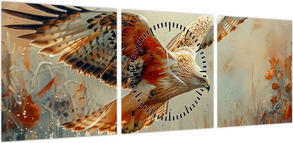 Obraz - Ptak drapieżny (z zegarem) (90x30 cm)