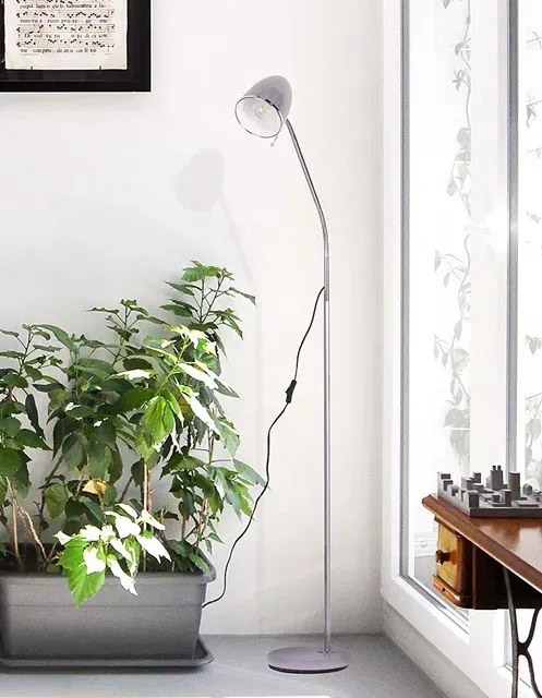 Srebrna metalowa lampa podłogowa - S883-Mozino