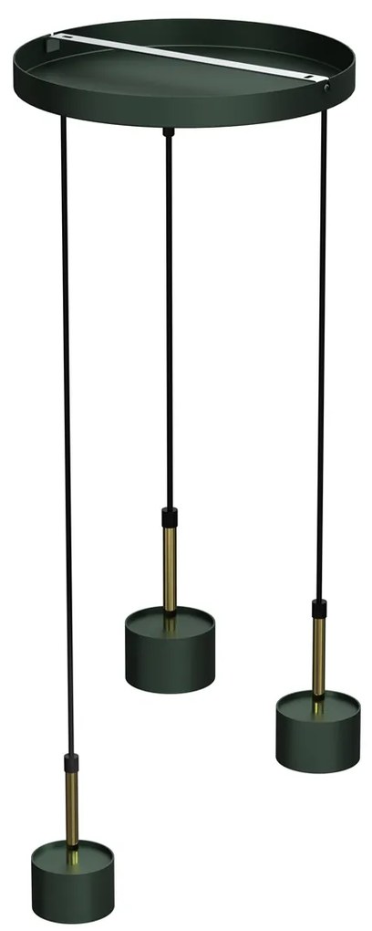Lampa wisząca ARENA GREEN/GOLD 3xGX53, potrójna, na kole zielona, złota