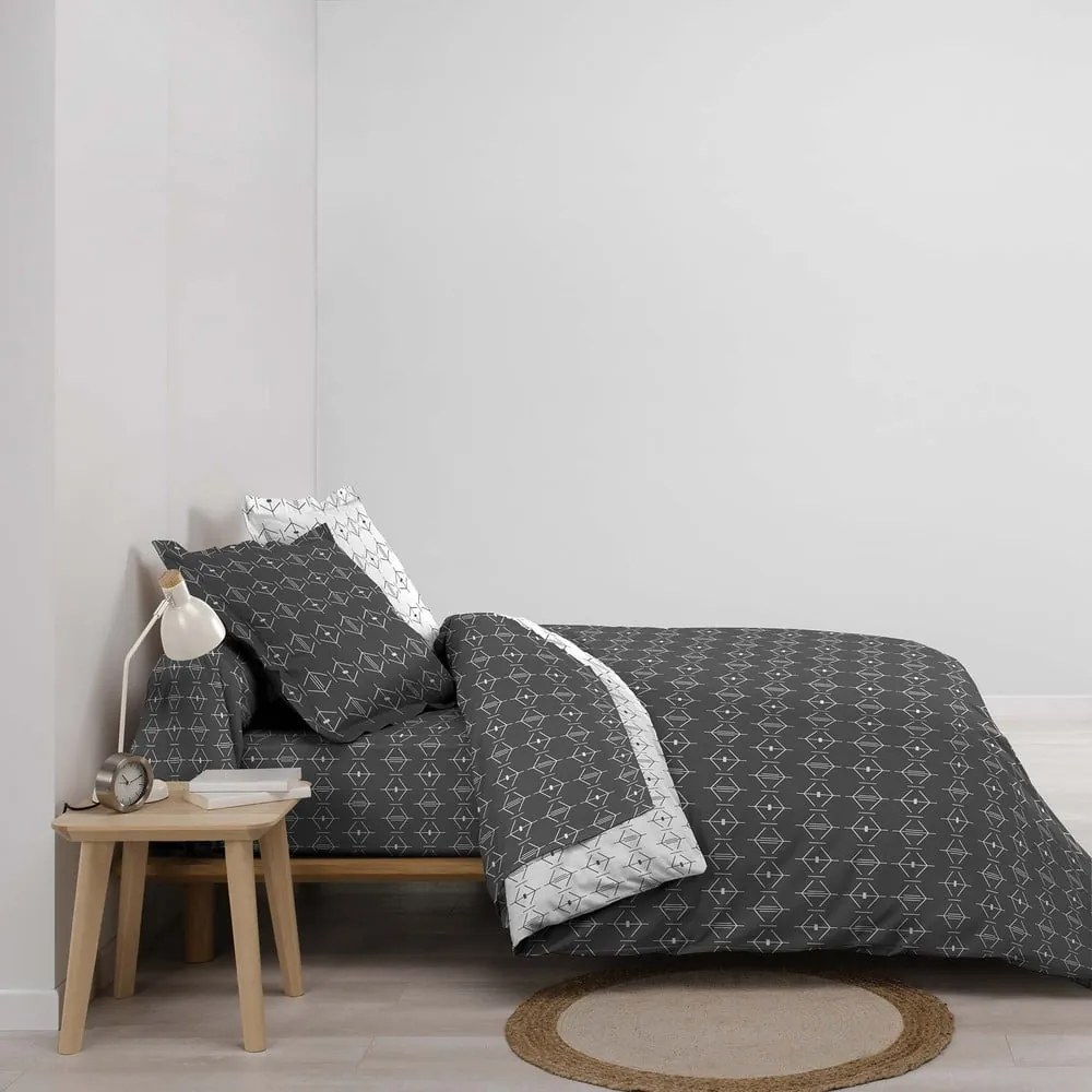 Biała/ciemnoszara bawełniana poszwa na kołdrę dwuosobowa 240x220 cm Aristide – douceur d'intérieur