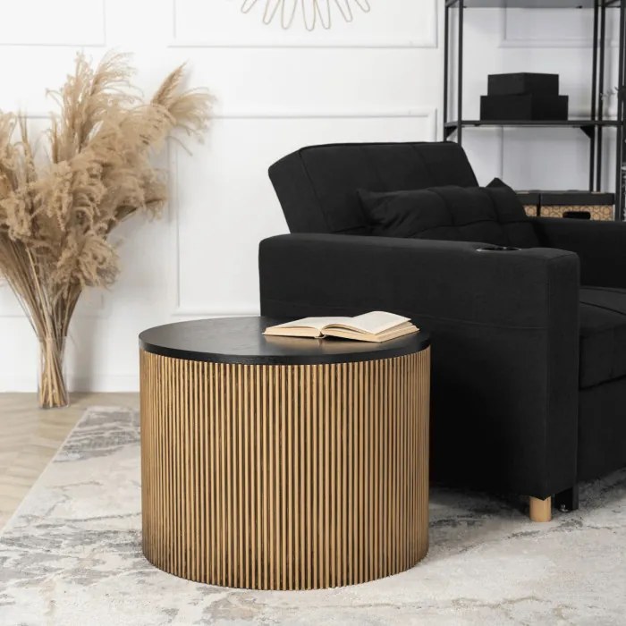 Stolik Kawowy MIRACLE 60 cm Czarny/Złoty Nowoczesny Loft