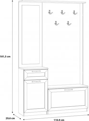 Komplet mebli do przedpokoju z komodą Niko 041-D78 dąb Artisan