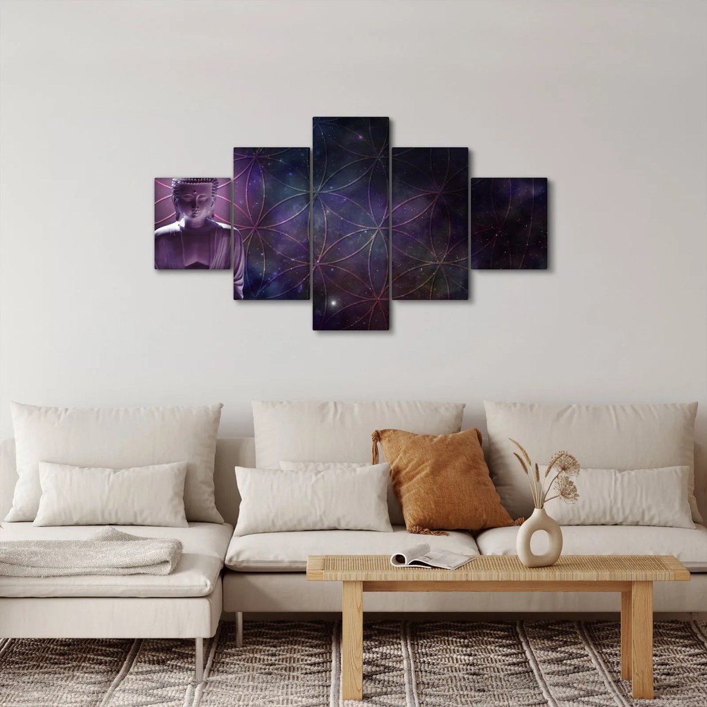 Obraz - Budda z kwiatami życia (125x70 cm)